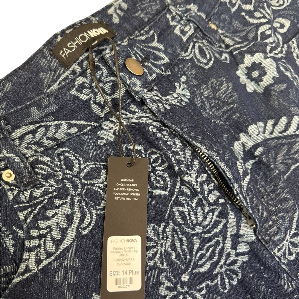 Fashion Nova Blue Floral Wide-Leg Pants - Picture 5 of 6